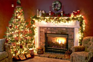 Wintermas Home Decorations and Fireplace
